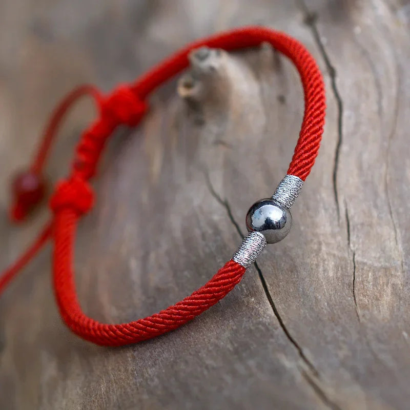 Tibetan 925 Sterling Silver Beads Red Rope Bracelet - Lucky & Protection