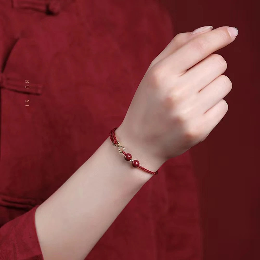 Buddha Cinnabar Infinity Symbol Red Rope Bracelet