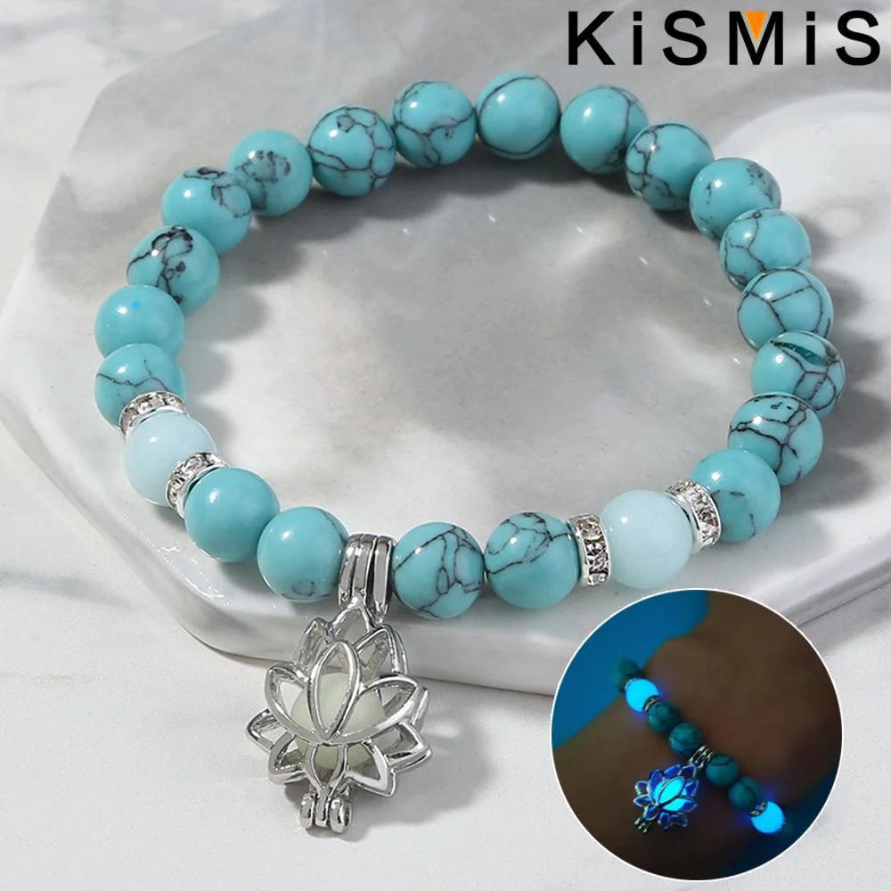 Tibetan Lotus Flower Fluorescent Blue Luminous Bracelet