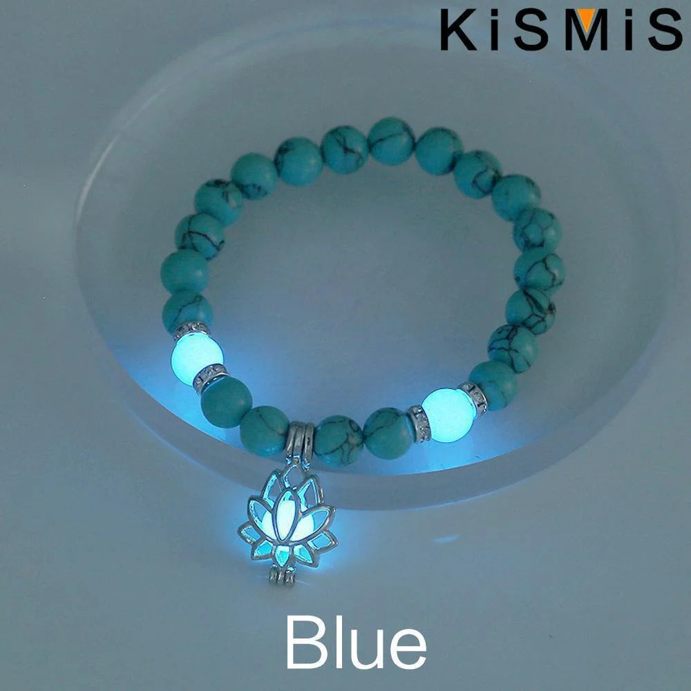 49403339407641Tibetan Lotus Flower Fluorescent Blue Luminous Bracelet