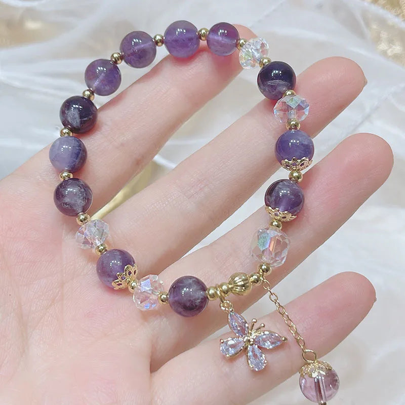 Natural Large Amethyst Beads Stretch Bracelet