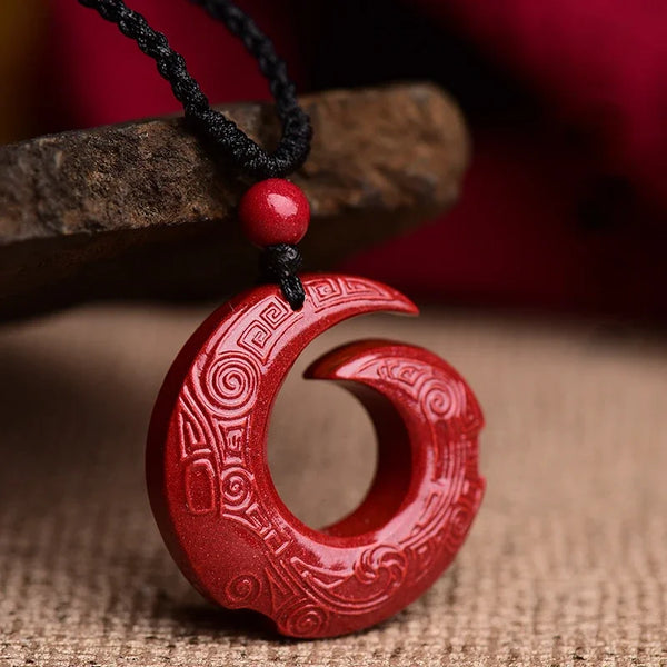 Red Cinnabar Pendant Necklace - For Protection