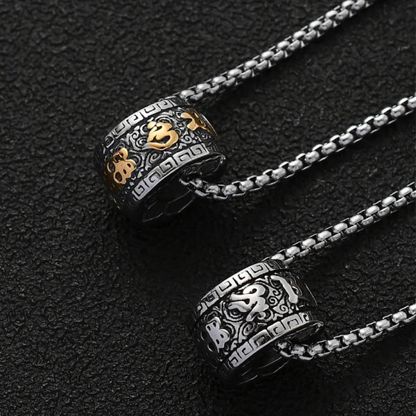 Buddhist Mantra Stainless Steel Choker Necklace