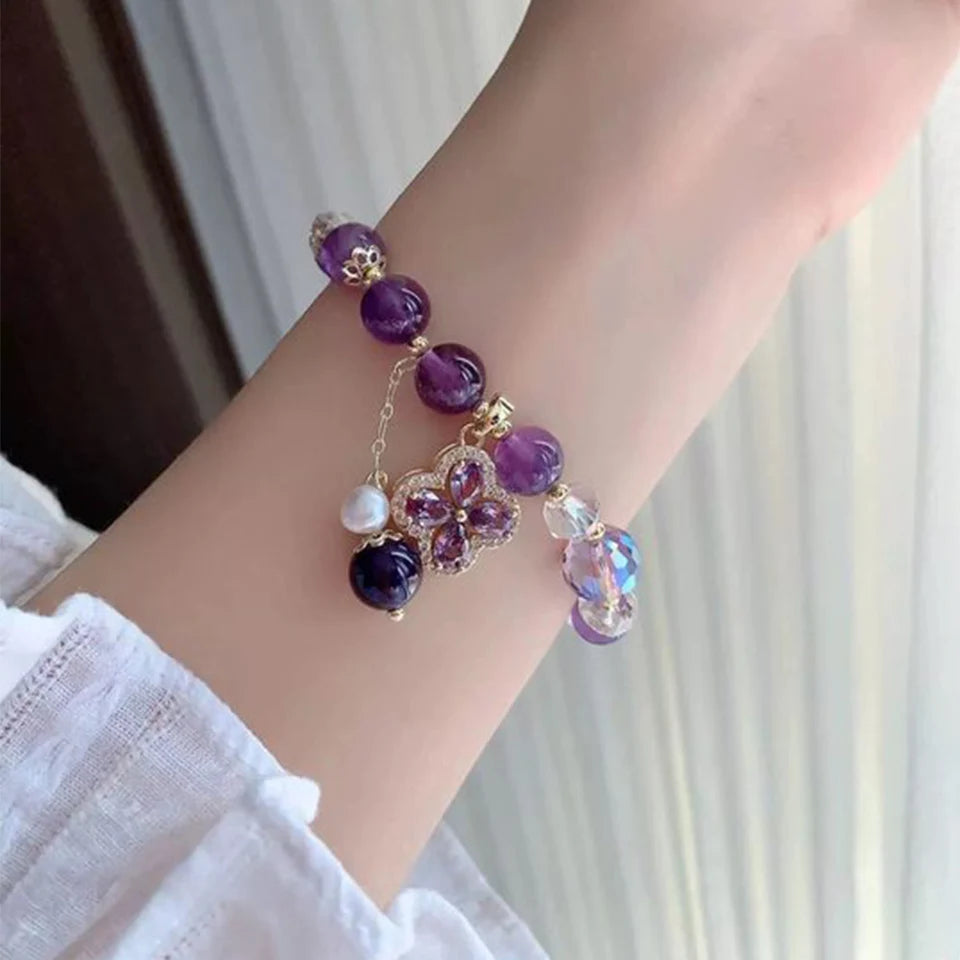 Exquisite Purple Quartz Beads Bracelet - Charm Positive