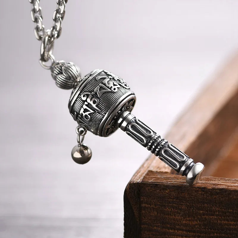 Tibetan Prayer Wheel Pendant Necklace - Om Mani Padme Hum