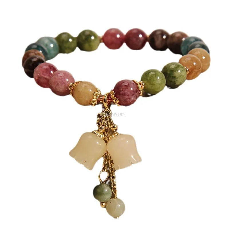 Natural Pink Tourmaline Crystal Bracelet