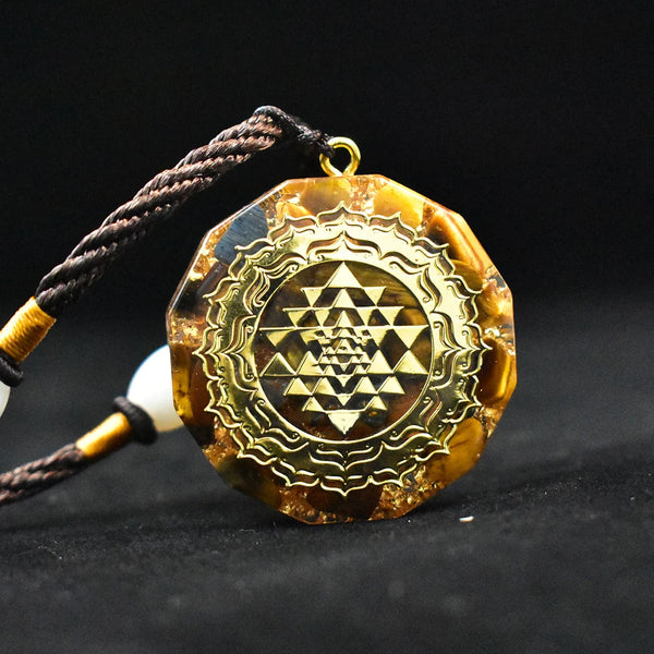 Sacred Geometry Sri Yantra Orgonite Necklace Pendant