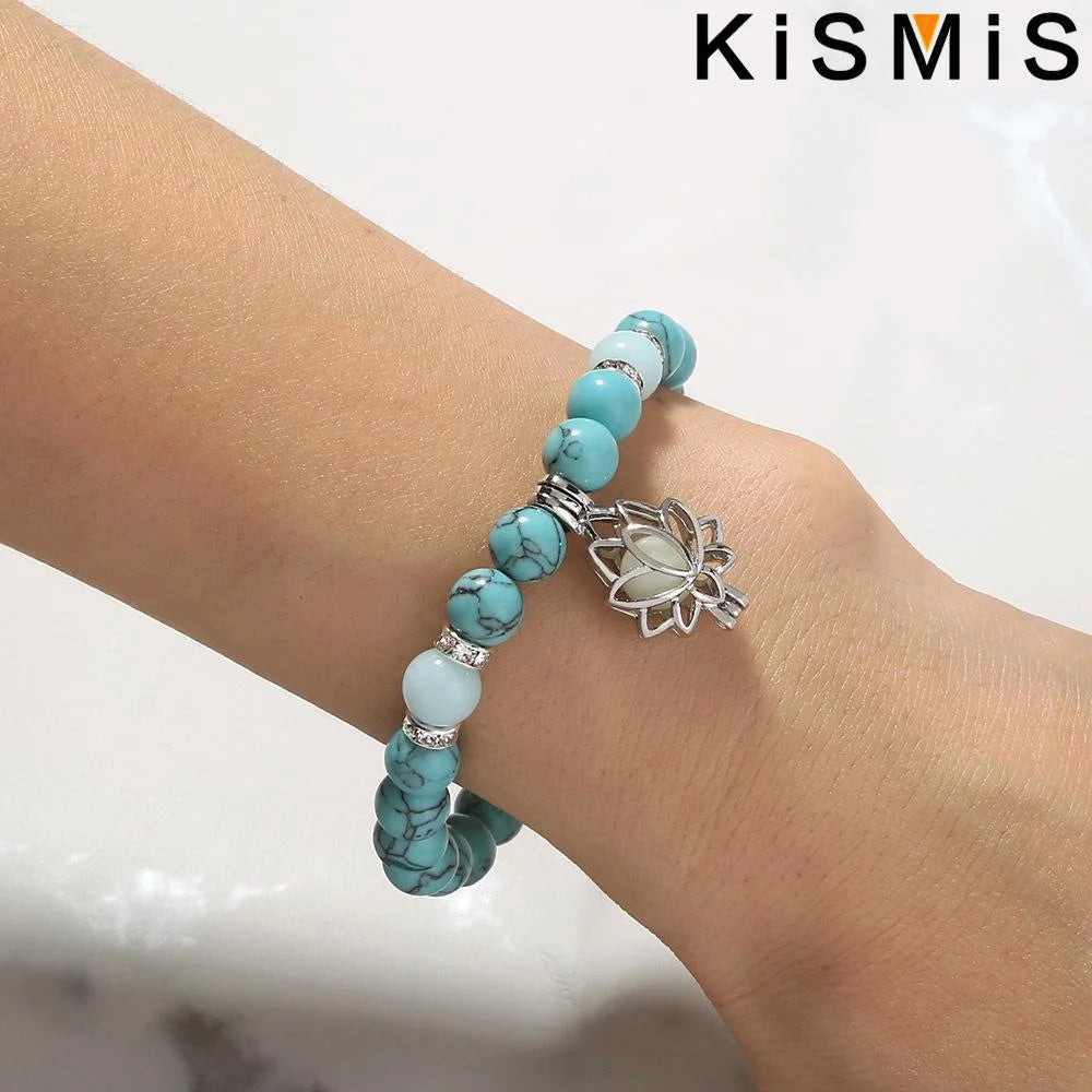 Tibetan Lotus Flower Fluorescent Blue Luminous Bracelet