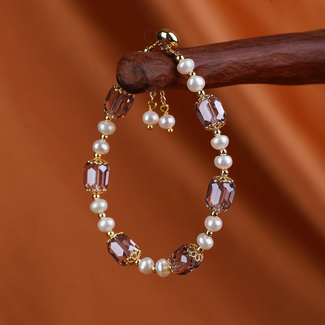 Light Purple And White Crystal Bracelet - Peace Healing