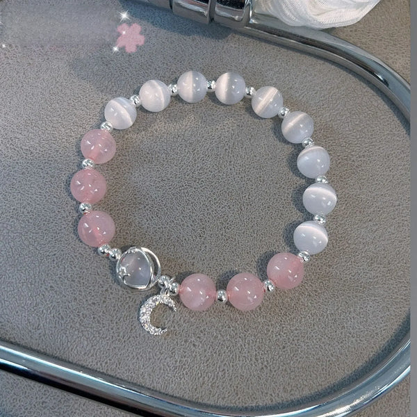 Peach Blossom Pink Crystal Bracelet - For Love