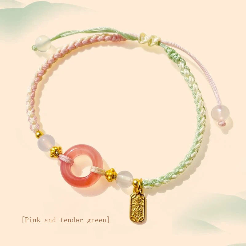 Girl Heart Peace Buckle Braided Bracelet - For Love