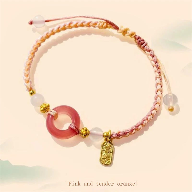 Girl Heart Peace Buckle Braided Bracelet - For Love