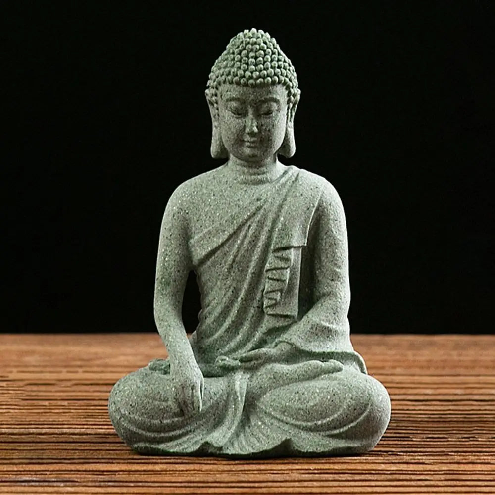 Meditating Buddha Statue Sandstone Figurine Decoration