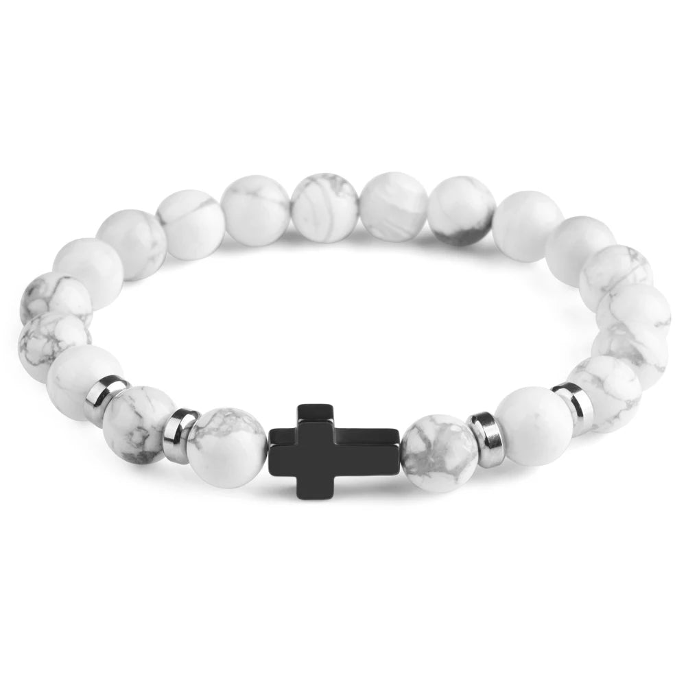 Natural Stone Cross Bracelet