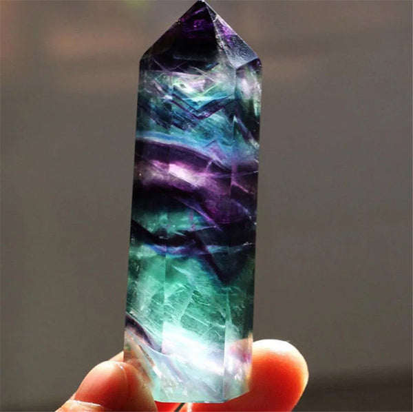 Rainbow Fluorite Crystal Hexagonal Wand - Energy Healing