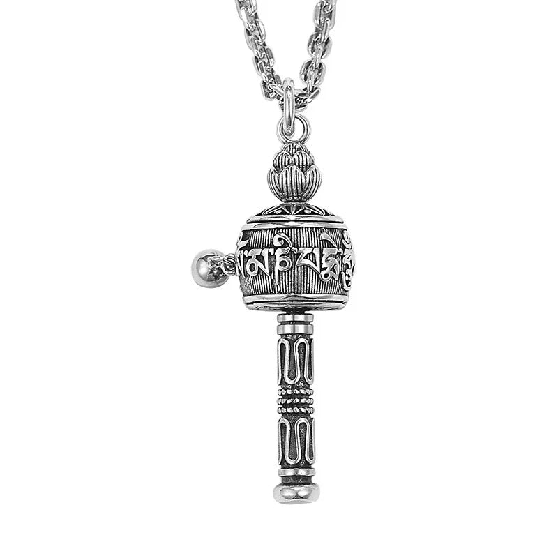 Tibetan Prayer Wheel Pendant Necklace - Om Mani Padme Hum