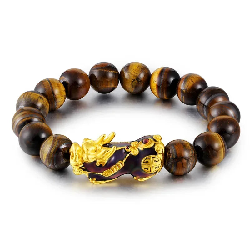 Natural Tiger Eye Beads Pixiu Bracelet - Attract Wealth