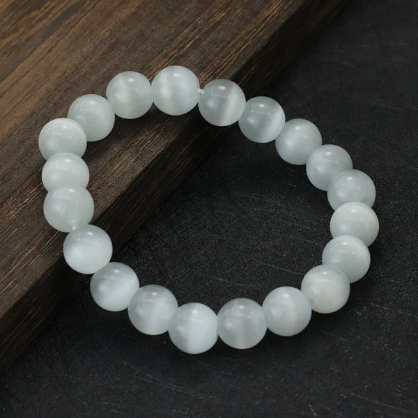 White Agate Cat Eyes Stone Bracelet - for Women