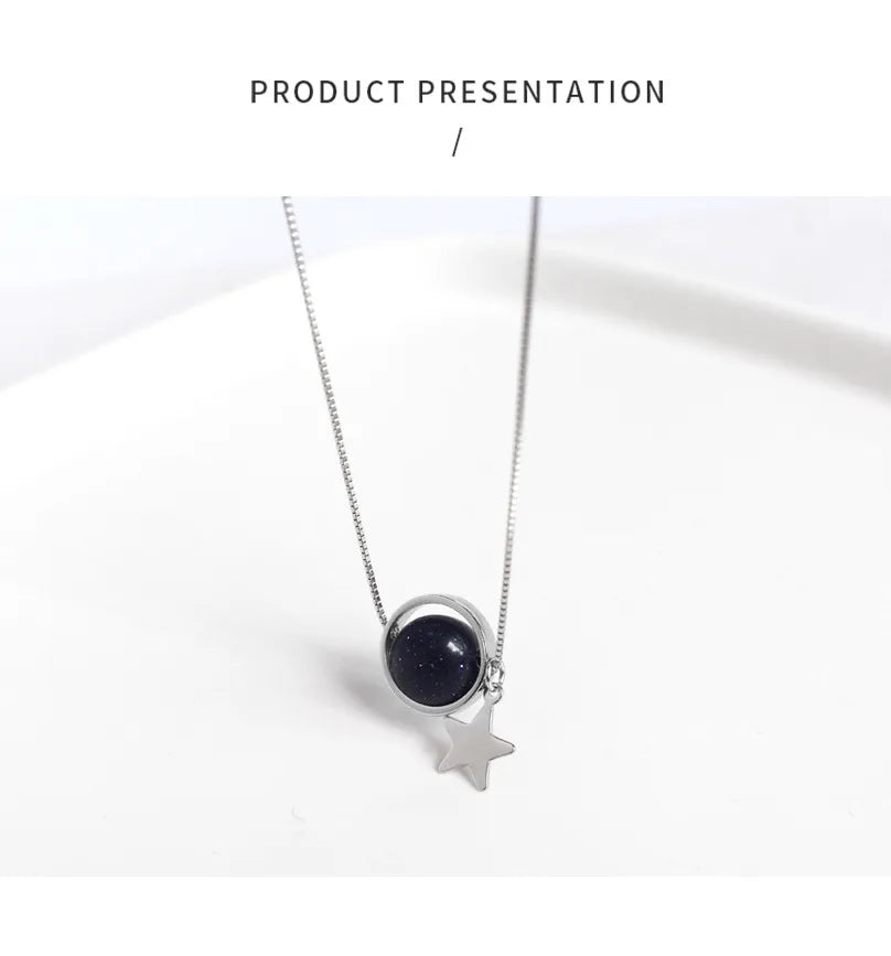 Sky Crystal Lock Necklace with Blue Sandstone 06