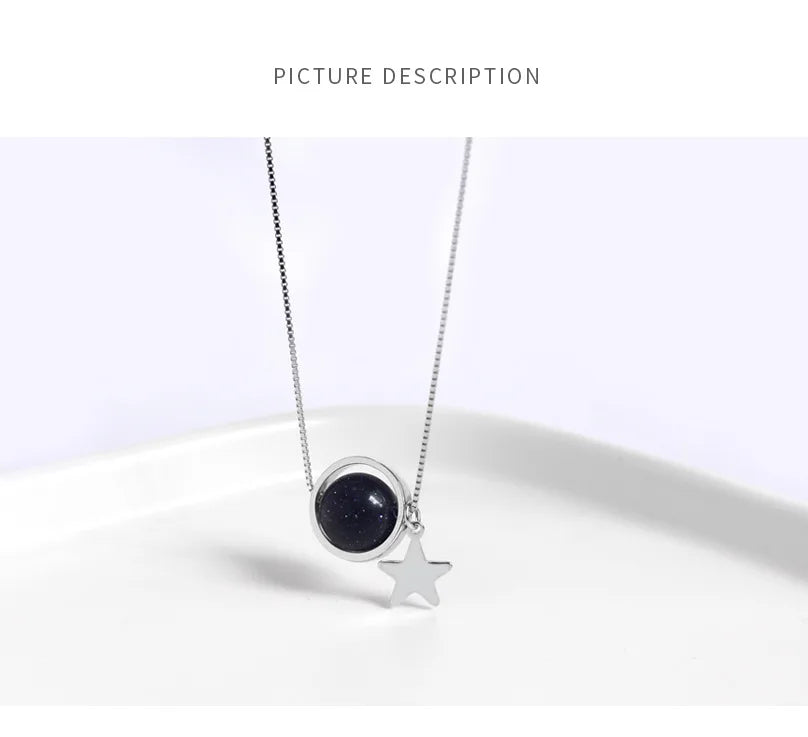 Sky Crystal Lock Necklace with Blue Sandstone 08