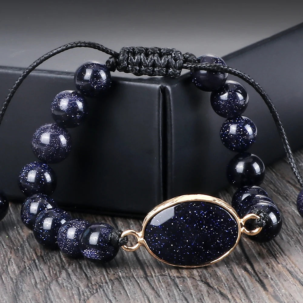 Tibetan Buddha Blue Sandstone Bracelet 01