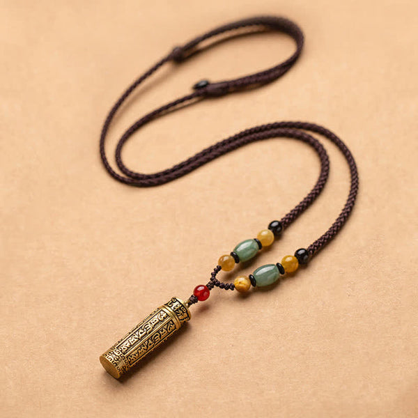 Tibetan Gawu Box Amulet Pendant Necklace - Om Mani Padme Hum
