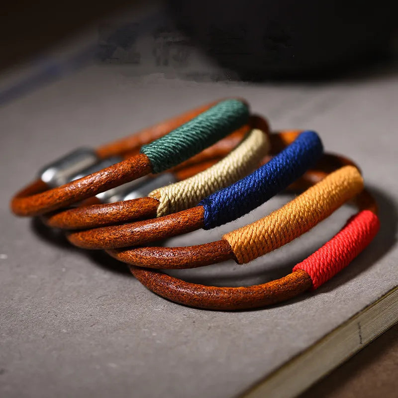 Tibetan National Style Leather Warp Bracelet