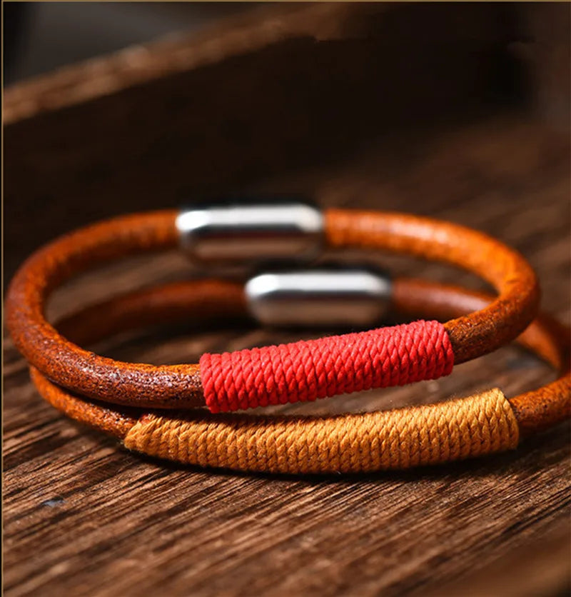 Tibetan National Style Leather Warp Bracelet