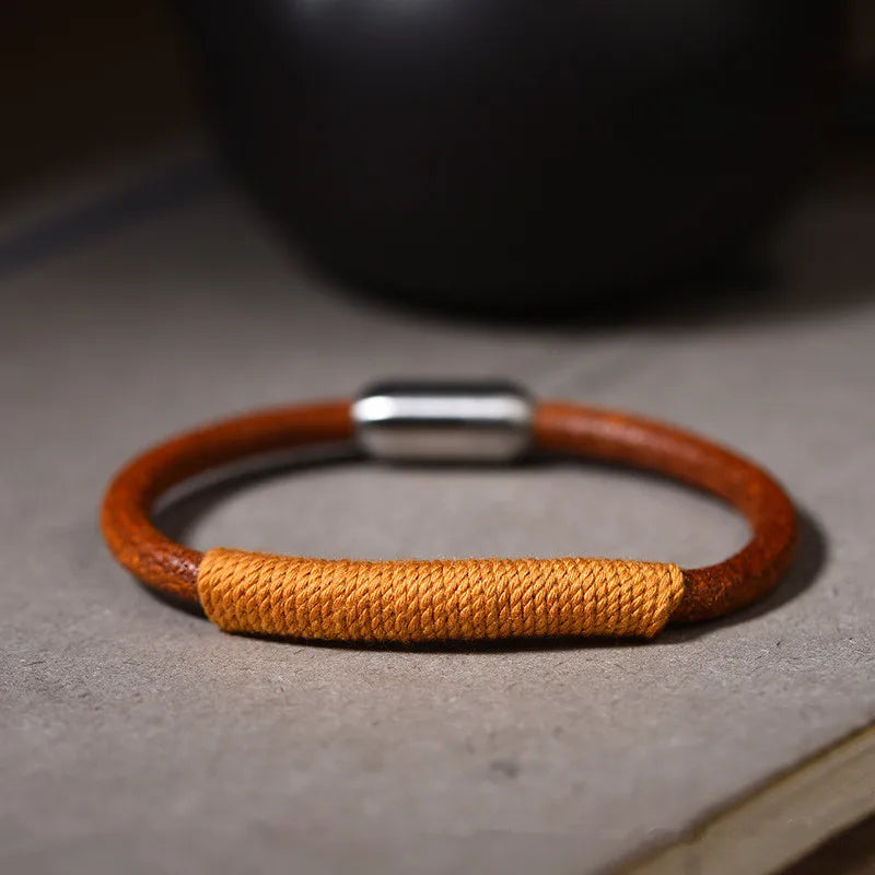 Tibetan National Style Leather Warp Bracelet