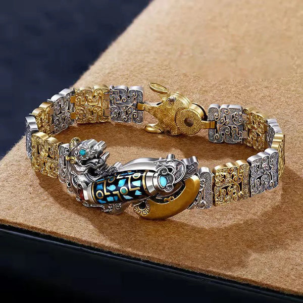 Tibetan Nine-eye Dzi Bead Pixiu Bracelet - Attract Wealth