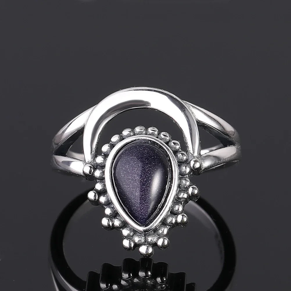 Water Drop Blue Sandstone Ring 01