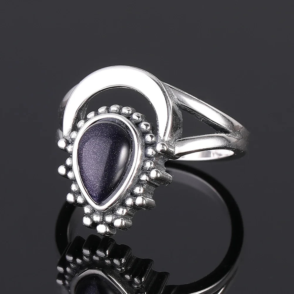 Water Drop Blue Sandstone Ring 03