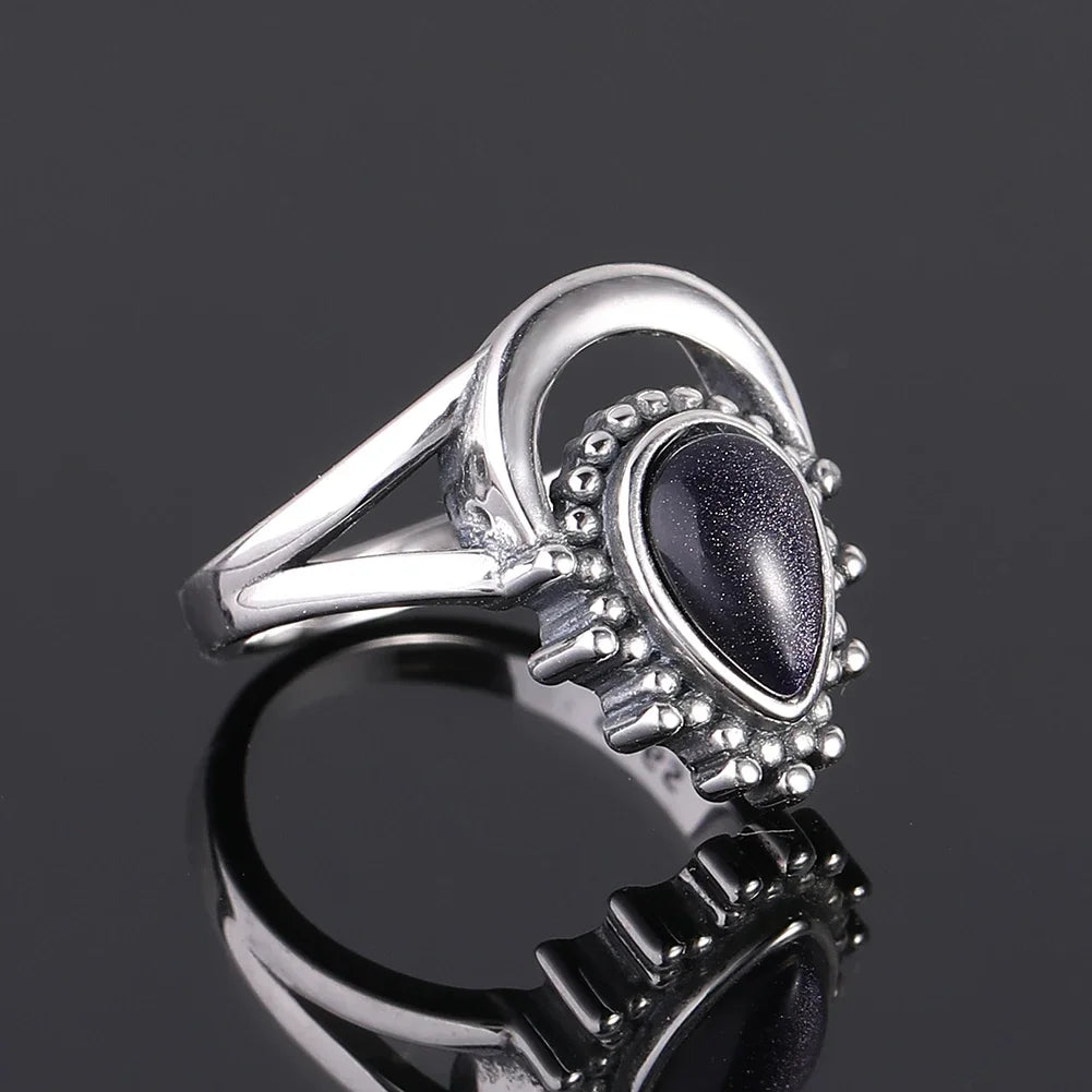 Water Drop Blue Sandstone Ring 04