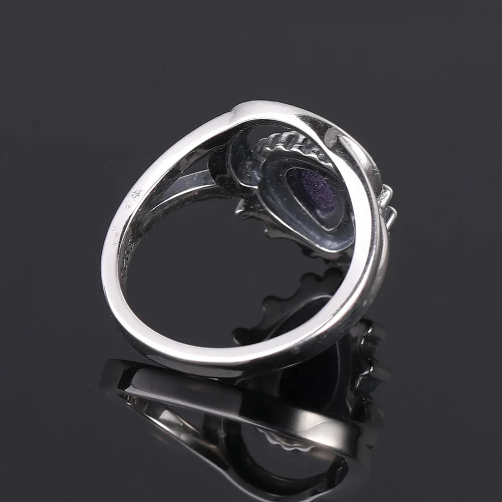 Water Drop Blue Sandstone Ring 05