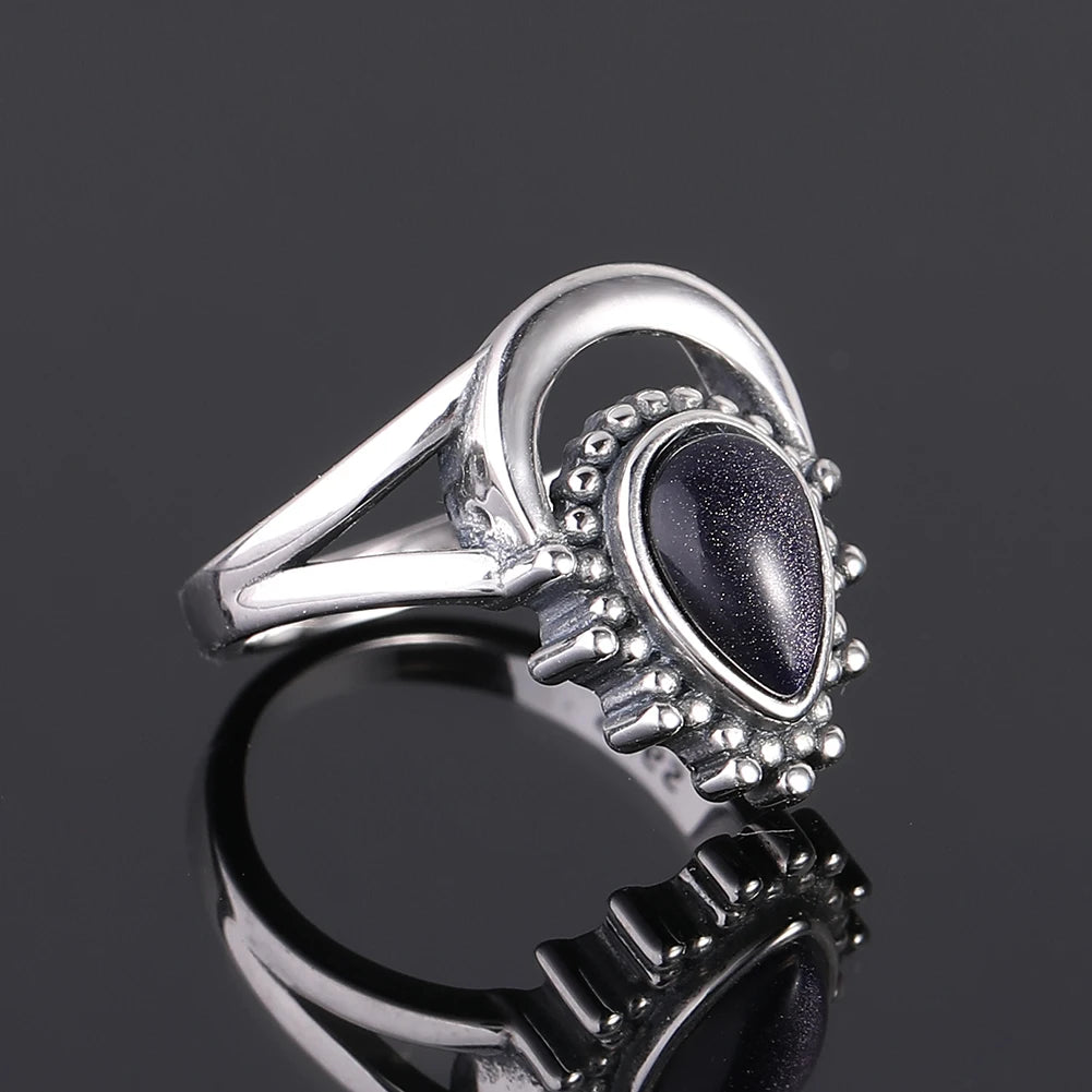 Water Drop Blue Sandstone Ring 08