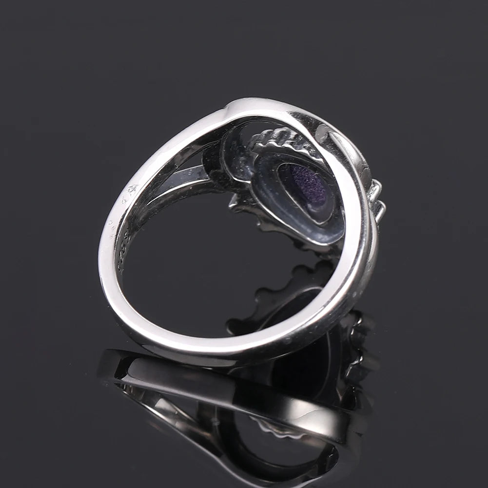 Water Drop Blue Sandstone Ring 09