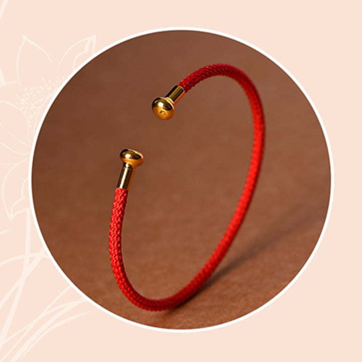 Wire Wrap Open Red Rope Minimal Bracelet