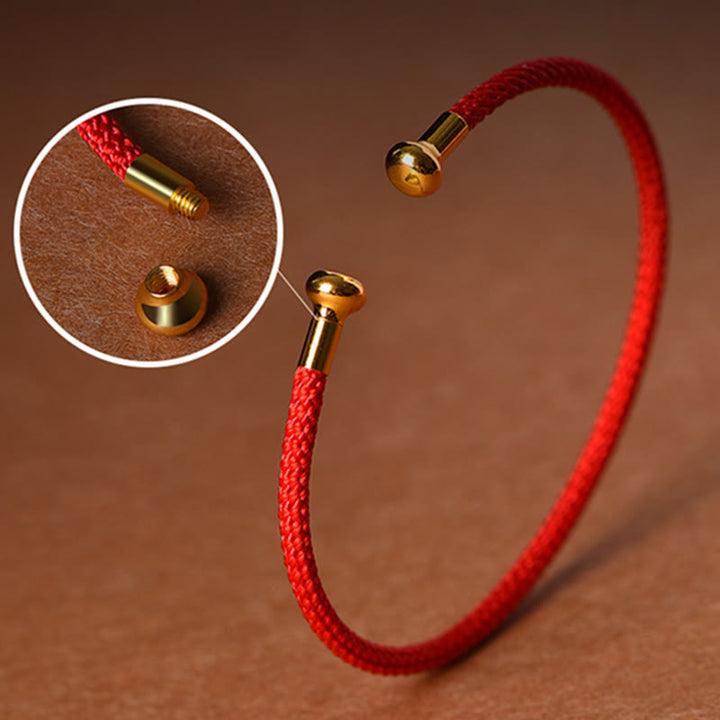 Wire Wrap Open Red Rope Minimal Bracelet