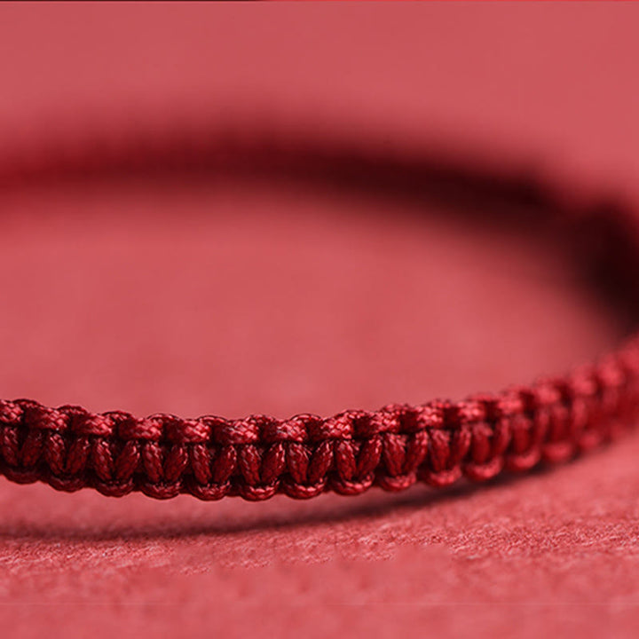 Red Cinnabar Lucky Four Leaf Clover Bracelet