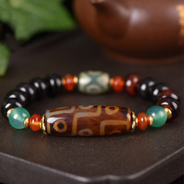 Tibetan Retro Nine-Eye Sky Beads Agate Bracelet