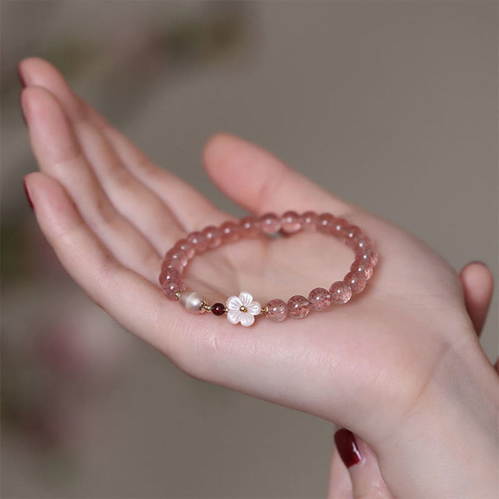 Peach Blossom Love Strawberry Quartz Bracelet - For Women