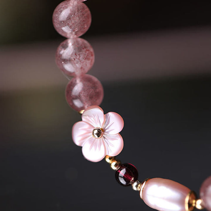 Peach Blossom Love Strawberry Quartz Bracelet - For Women