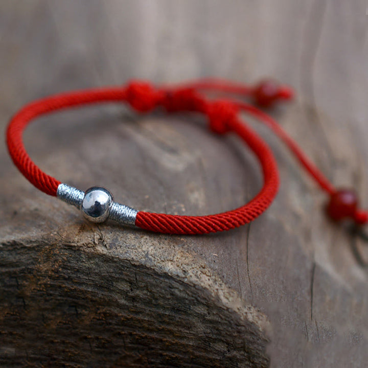 Tibetan 925 Sterling Silver Beads Red Rope Bracelet - Lucky & Protection