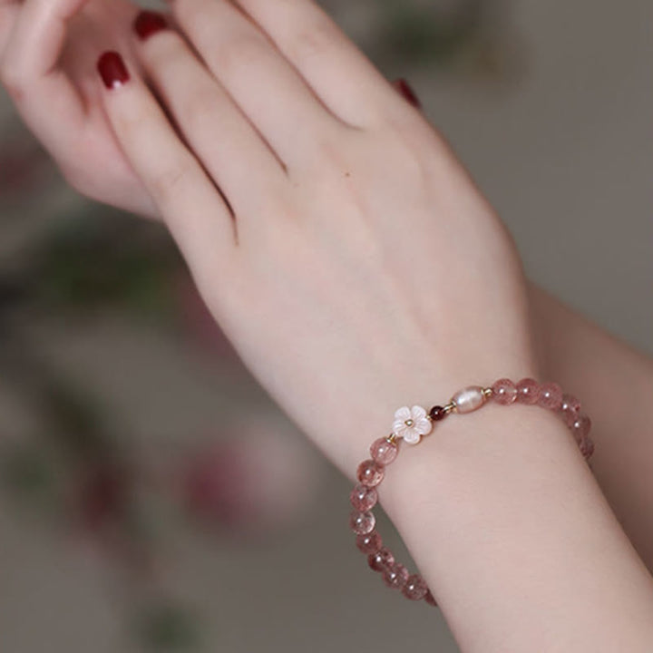 Peach Blossom Love Strawberry Quartz Bracelet - For Women