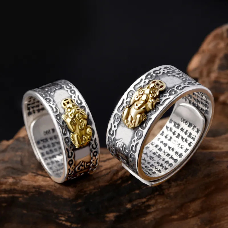 Buddhist Jewelry Feng Shui Pixiu Ring - gold