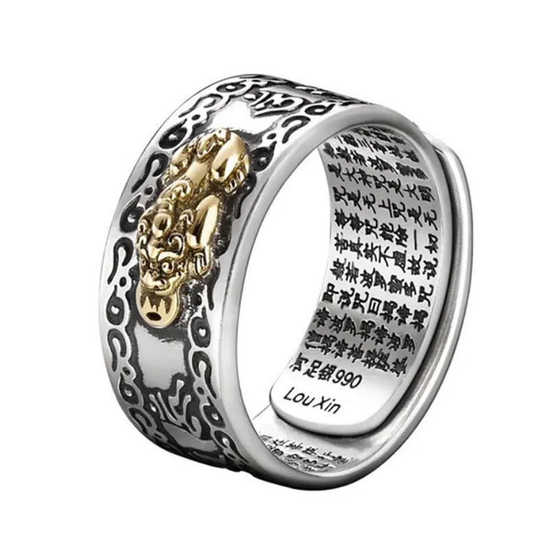 Buddhist Jewelry Feng Shui Pixiu Ring - gold