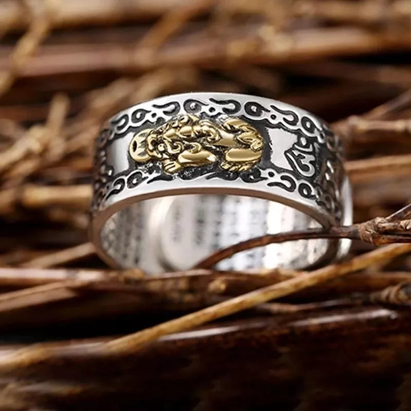 Buddhist Jewelry Feng Shui Pixiu Ring - gold