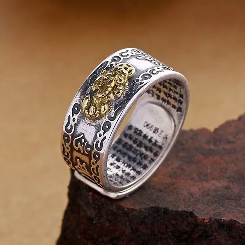 Buddhist Jewelry Feng Shui Pixiu Ring - gold