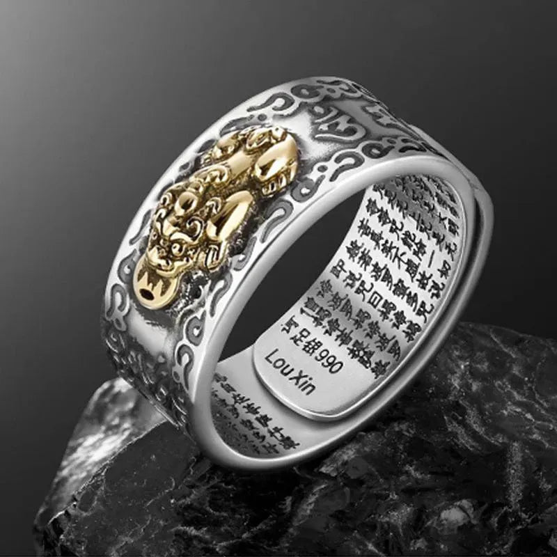 Buddhist Jewelry Feng Shui Pixiu Ring - gold