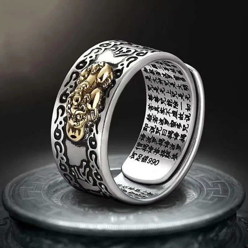 Buddhist Jewelry Feng Shui Pixiu Ring - gold